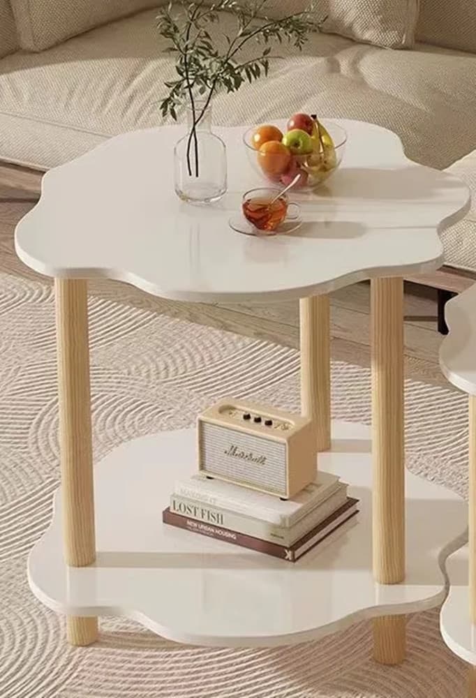 TAVOLINO CON 2 RIPIANI A FORMA DI NUVOLA GAMBE IN LEGNO ELEGANTE PORTAOGGETTI SOGGIORNO in Tavolini bassi Trade Shop italia - Napoli, commercioVirtuoso.it