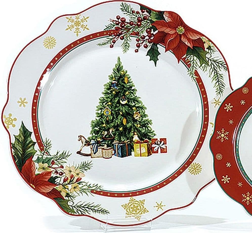 SERVIZIO DI PIATTI NATALIZI DA 18PZ IN PORCELLANA PER FESTIVITÀ DESIGN ONDULATO ELEGANTE in Servizi di piatti Trade Shop italia - Napoli, commercioVirtuoso.it