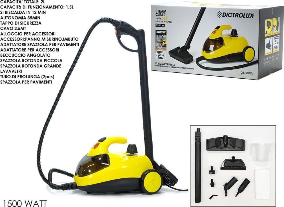 PULITORE A VAPORE MULTIFUNZIONALE A TRAINO 1500 WATT IGIENIZZA PULISCE CASA CON ACCESSORI in Aspirapolvere e pulitori a vapore Trade Shop italia - Napoli, commercioVirtuoso.it