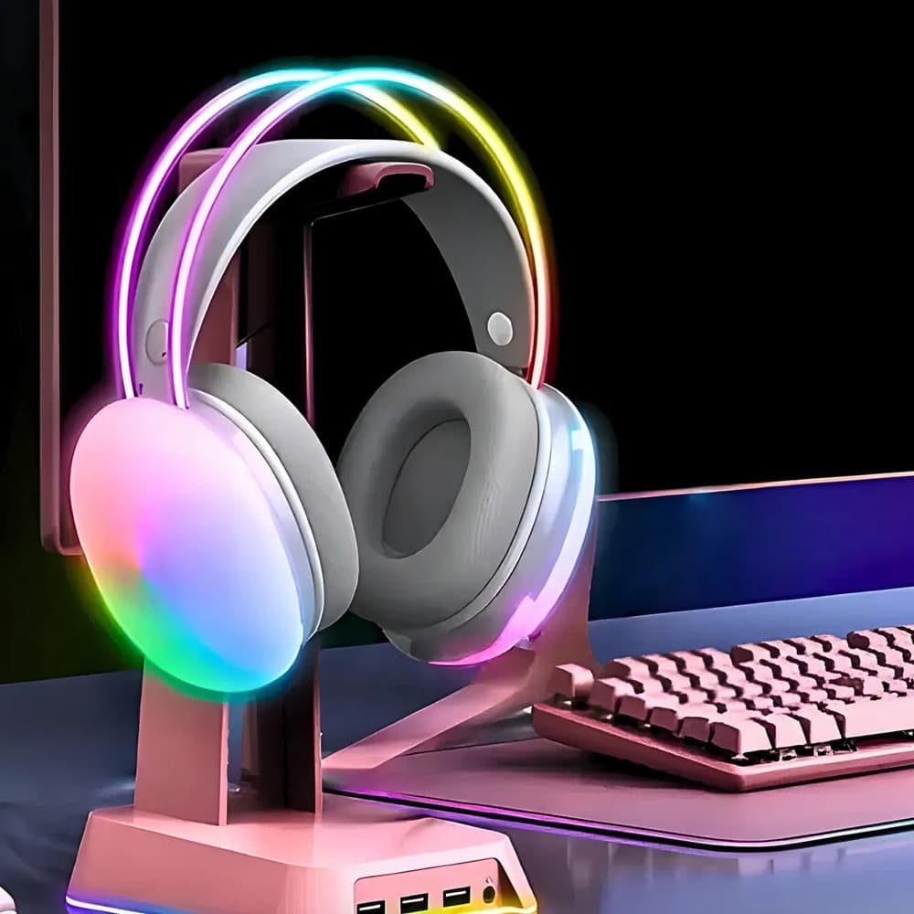 CUFFIE WIRELESS RICARICABILE BLUETOOTH V5.3 LUCI RGB LED AURICOLARE MUSICA PC SMARTPHONE in Lampade da libro Trade Shop italia - Napoli, commercioVirtuoso.it