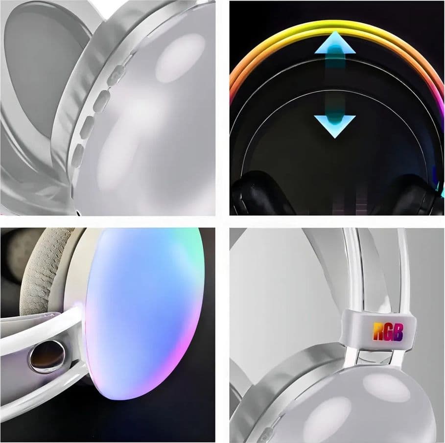CUFFIE WIRELESS RICARICABILE BLUETOOTH V5.3 LUCI RGB LED AURICOLARE MUSICA PC SMARTPHONE in Lampade da libro Trade Shop italia - Napoli, commercioVirtuoso.it