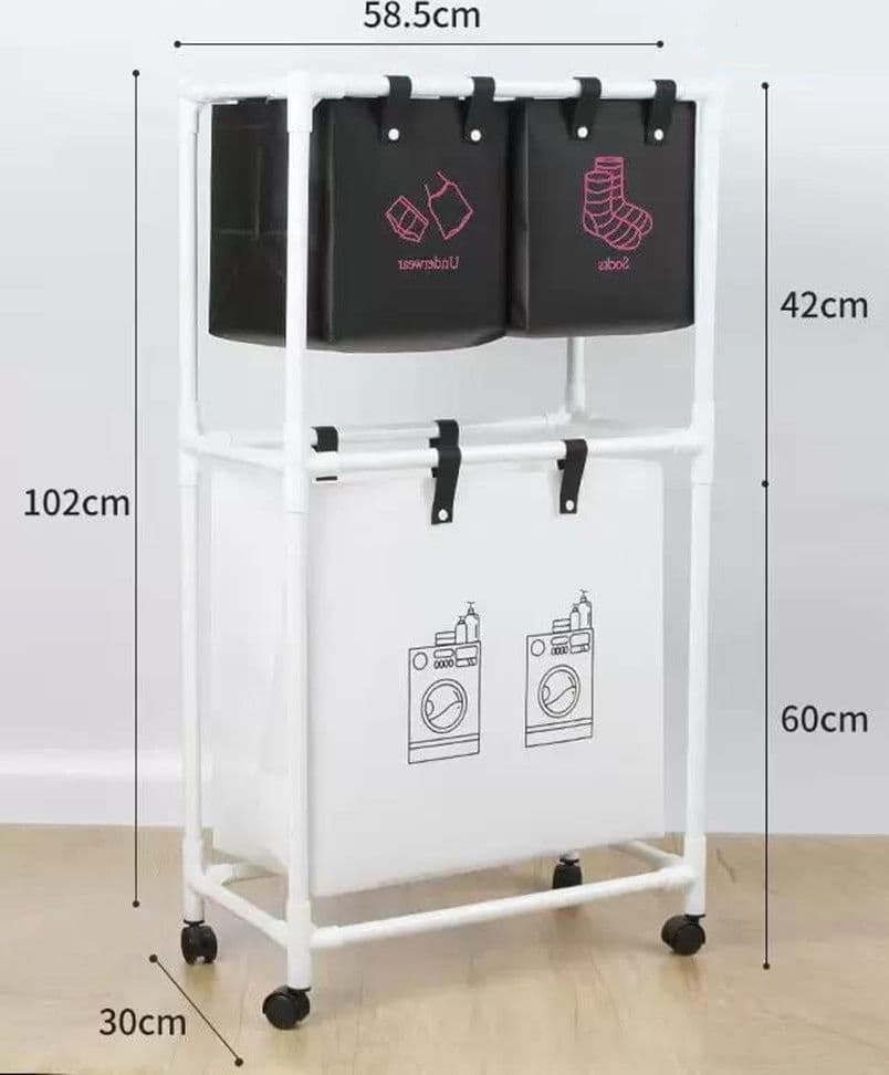CESTO PORTABIANCHERIA SPORCA MULTIFUNZIONE A 2 STRATI CON RUOTE CARRELLO PORTATILE LAVAGGI in Ceste per la biancheria Trade Shop italia - Napoli, commercioVirtuoso.it