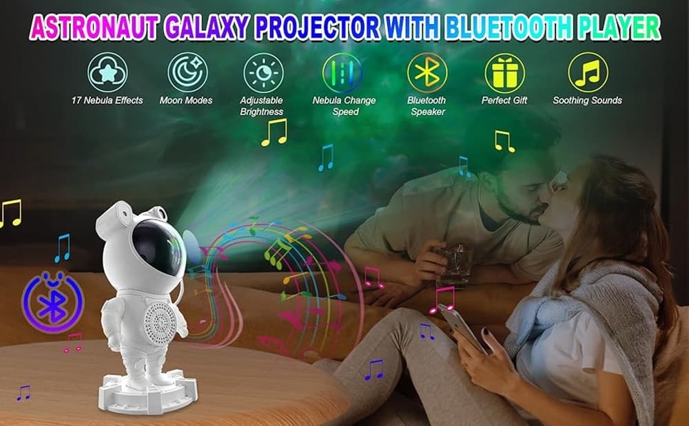 PROIETTORE GALASSIA LUCE NOTTURNA FORMA ASTRONAUTA ALTOPARLANTE BLUETOOTH TELECOMANDO in Luci notturne per bambini Trade Shop italia - Napoli, commercioVirtuoso.it