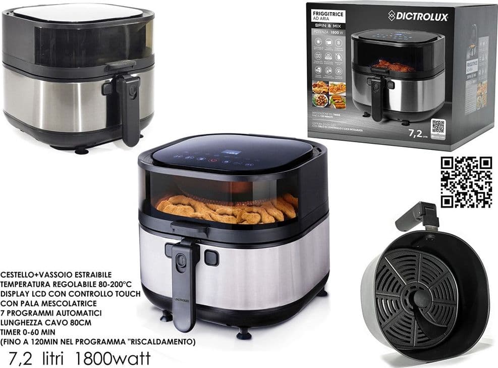 FRIGGITRICE AD ARIA 7,2LT 1800 WATT FORNO CON LUCE INTEGRATA DISPLAY LCD CON TASTI TOUCH in Friggitrici Trade Shop italia - Napoli, commercioVirtuoso.it