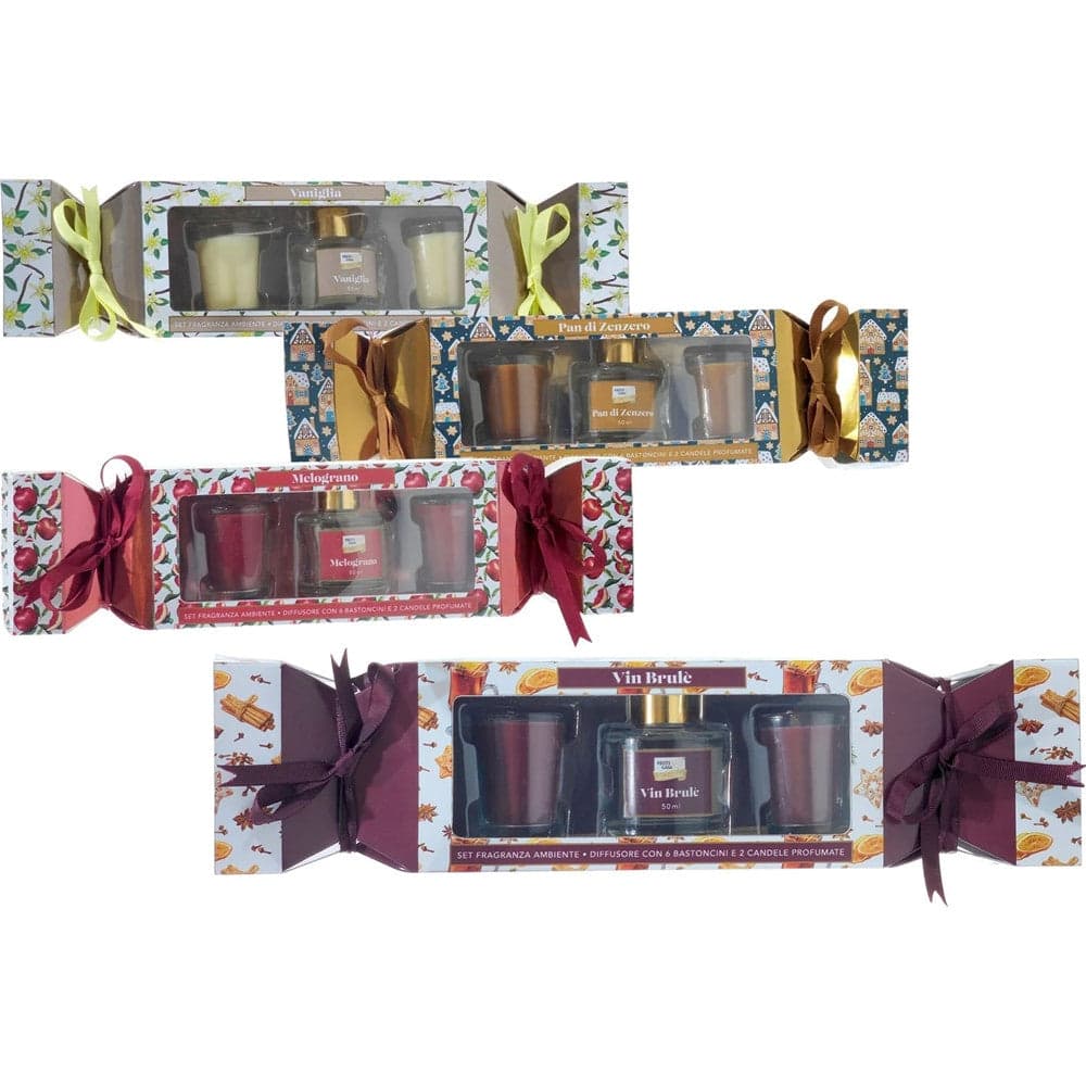 SET FRAGRANZA AMBIENTE DIFFUSORE CON 6 BASTONCINI 2 CANDELE PROFUMATE CASA CENTROTAVOLA in Accessori per la profumazione della casa Trade Shop italia - Napoli, commercioVirtuoso.it