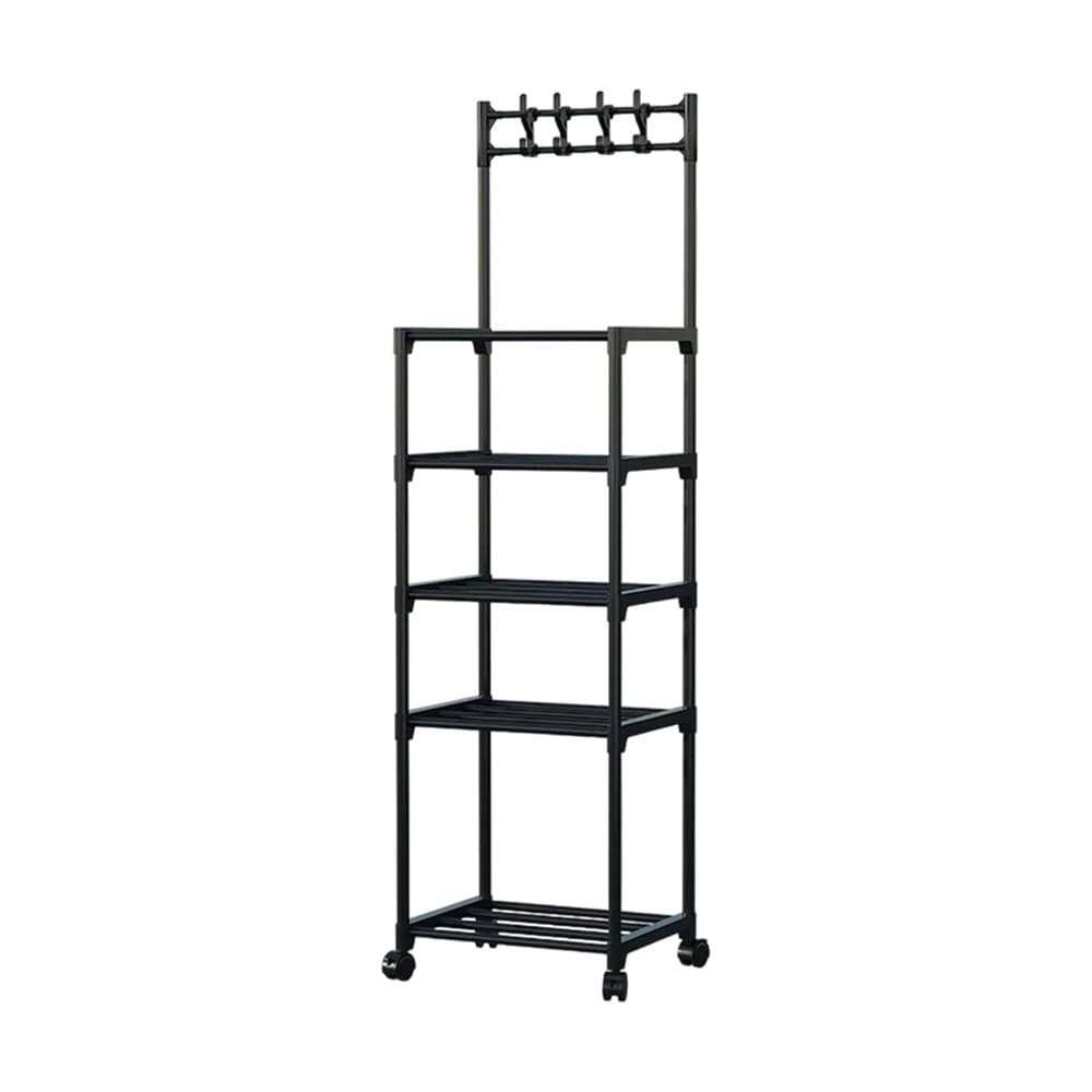CARRELLO PORTAOGGETTI A 5 RIPIANI SCAFFALE MULTIUSO CON RUOTE GANCI PER CUCINA BAGNO NERO in Carrelli porta oggetti Trade Shop italia - Napoli, commercioVirtuoso.it