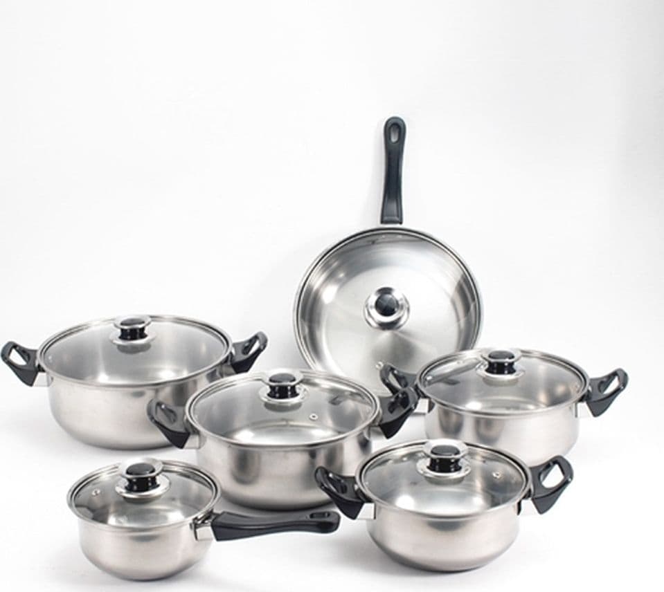 SET BATTERIA DI PENTOLE 12PZ IN ACCIAIO INOX AD INDUZIONE COPERCHI CON VALVOLA SICUREZZA in Set di pentole Trade Shop italia - Napoli, commercioVirtuoso.it
