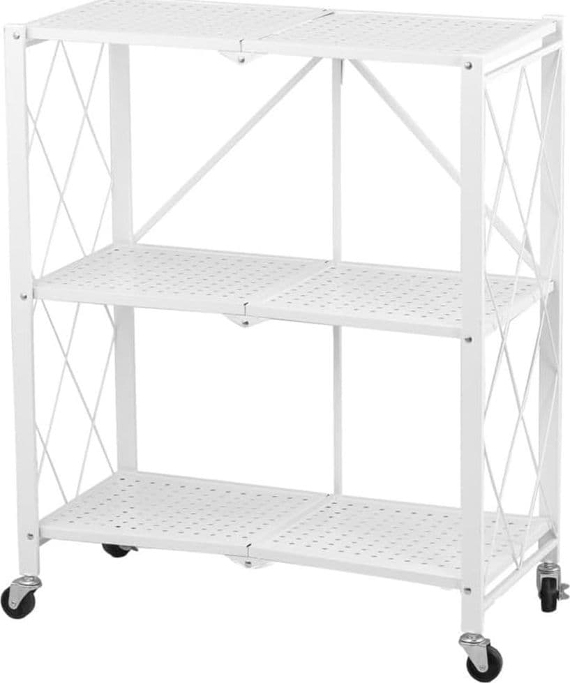 SCAFFALE MULTIUSO LIBRERIA PIEGHEVOLE CON 3 RIPIANI RUOTE IN ACCIAIO VERNICIATO BIANCO in Unità di mensole Trade Shop italia - Napoli, commercioVirtuoso.it