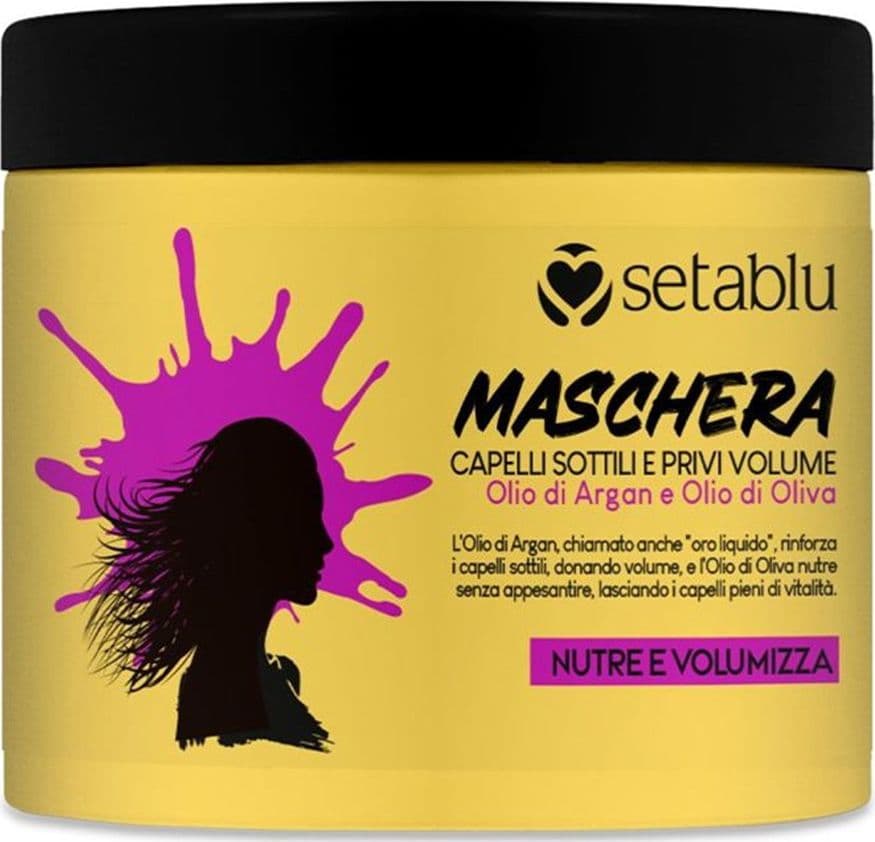 MASCHERA PER CAPELLI SOTTILI PRIVI DI VOLUME 500ML CON OLIO DI ARGAN D'OLIVA NUTRE VOLUMIZZA