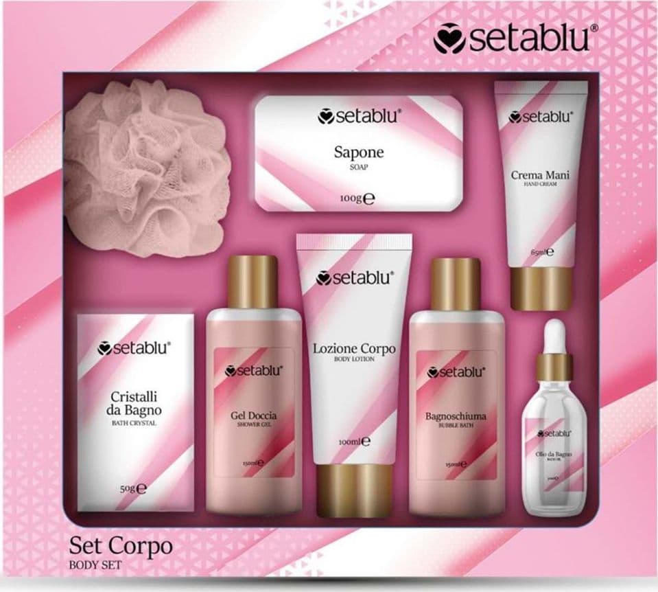SET IDEA REGALO DA 8 PZ PER CURA CORPO MANI DONNA PER DETERGERE IDRATARE PROFUMARE PELLE - 2