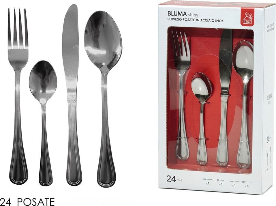 SET SERVIZIO DI POSATE 24PZ IN ACCIAIO INOX CUCINA COLTELLI FORCHETTE DESIGN MODERNO LUCIDO in Set di posate miste Trade Shop italia - Napoli, commercioVirtuoso.it