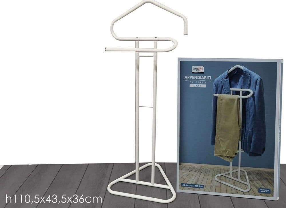 APPENDIABITI DA TERRA 2 POSTI ATTACCAPANNI STAND GUARDAROBA IN METALLO 43,5X36X110,5CM in Appendiabiti Trade Shop italia - Napoli, commercioVirtuoso.it