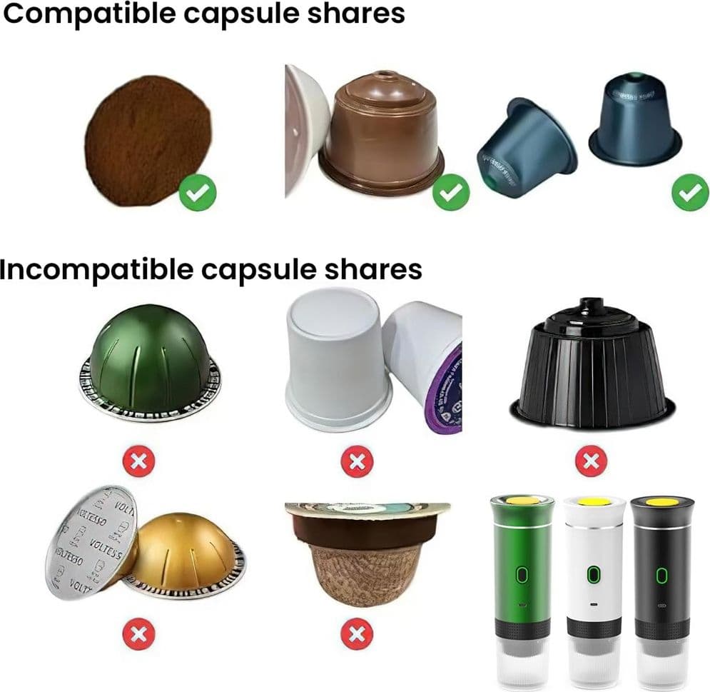 MACCHINA PER CAFFÈ ESPRESSO CAPSULE ELETTRICA PORTATILE 3IN1 RICARICABILE UFFICIO VIAGGI in Macchine da caffè tazza singola Trade Shop italia - Napoli, commercioVirtuoso.it