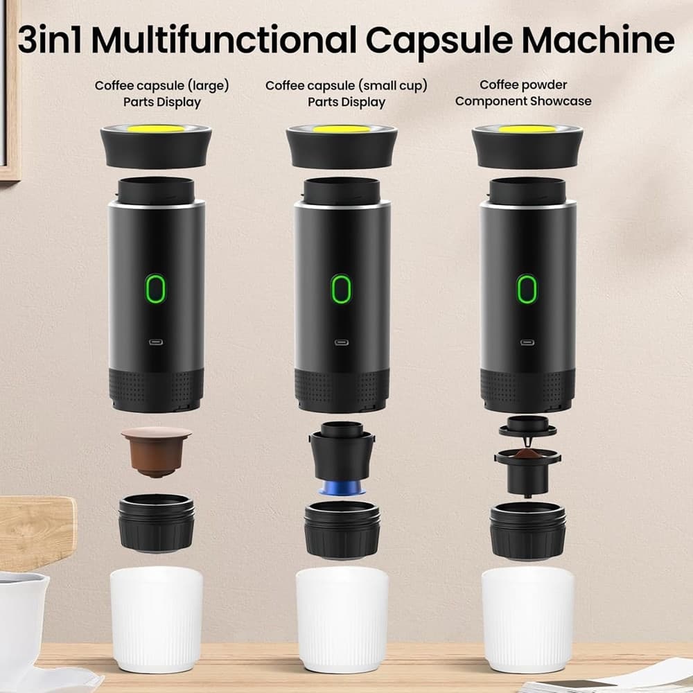 MACCHINA PER CAFFÈ ESPRESSO CAPSULE ELETTRICA PORTATILE 3IN1 RICARICABILE UFFICIO VIAGGI in Macchine da caffè tazza singola Trade Shop italia - Napoli, commercioVirtuoso.it