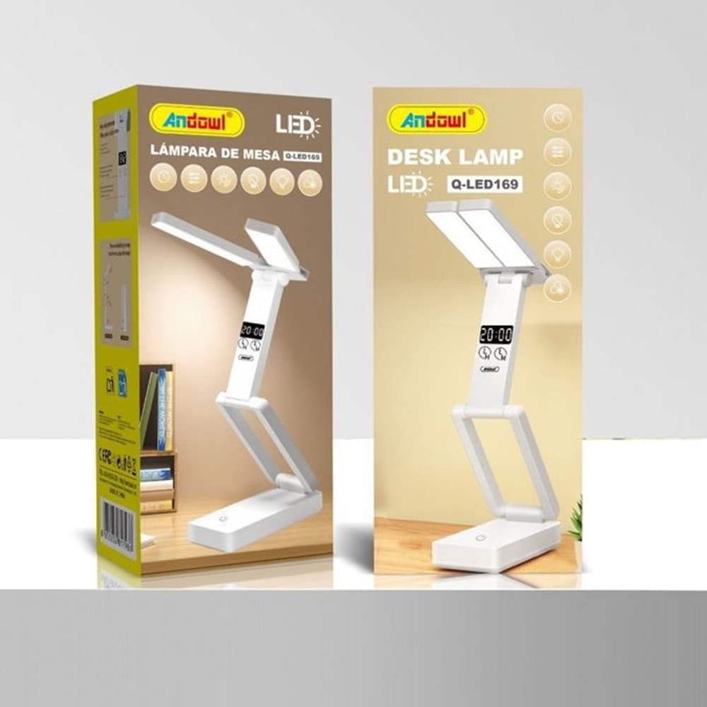 LAMPADA DA SCRIVANIA A LED RICARICABILE USB PIEGHEVOLE PORTATILE CON DISPLAY Q-LED169 in Lampade da lavoro Trade Shop italia - Napoli, commercioVirtuoso.it
