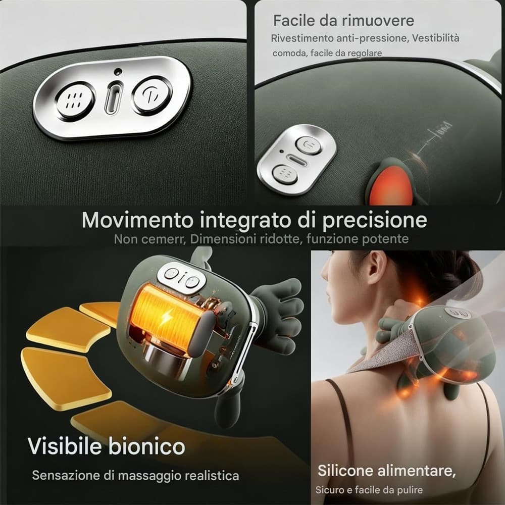 MASSAGGIATORE CERVICALE CON MANINE MASSAGGIO ELETTRICO SHIATSU SCHIENA COLLO SPALLE DOLORE in Massaggiatori cervicali e da collo Trade Shop italia - Napoli, commercioVirtuoso.it