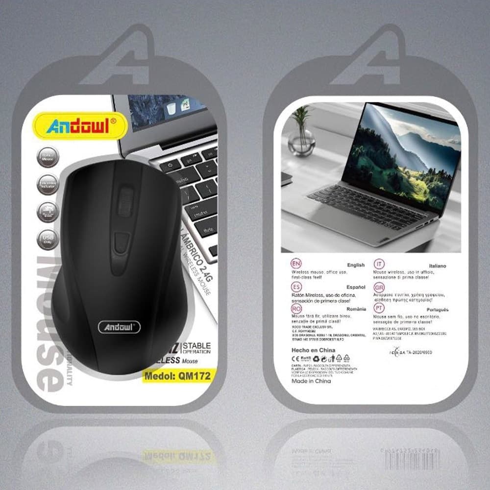 MOUSE WIRELESS 2,4 GHZ USB SENSORE OTTICO SENZA FILI CON INDICATORE BATTERIA SCARICA QM172 in prodotto Trade Shop italia - Napoli, commercioVirtuoso.it