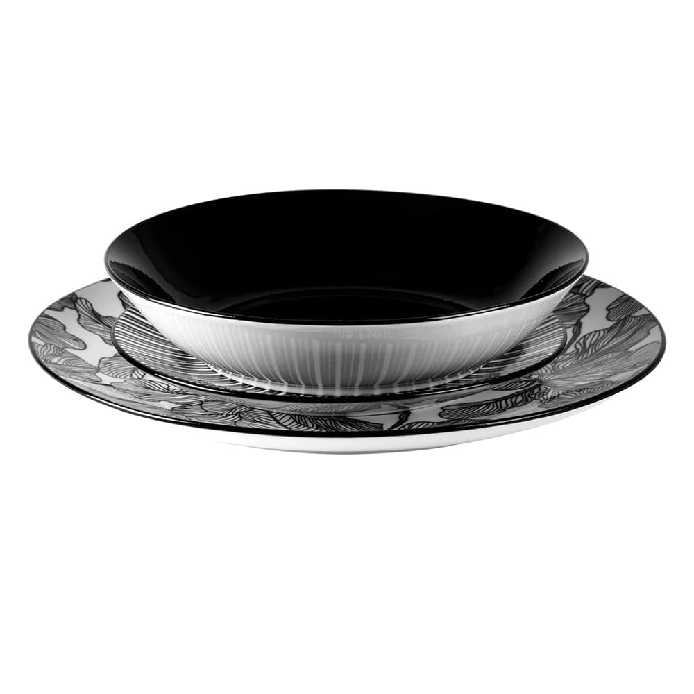 SET SERVIZIO DI PIATTI DA TAVOLA IN PORCELLANA DA 18PZ DECORI BIANCO NERO MODERNO ELEGANTE in Servizi di piatti Trade Shop italia - Napoli, commercioVirtuoso.it