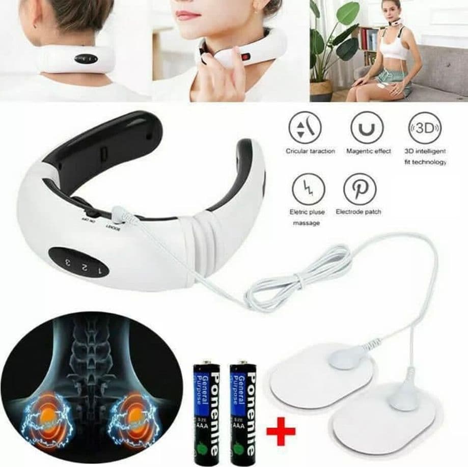 MASSAGGIATORE CON IMPULSI ELETTRICI MULTIFREQUENZA SOLLIEVO DOLORE CERVICALE SCHIENA COLLO in Massaggiatori cervicali e da collo Trade Shop italia - Napoli, commercioVirtuoso.it
