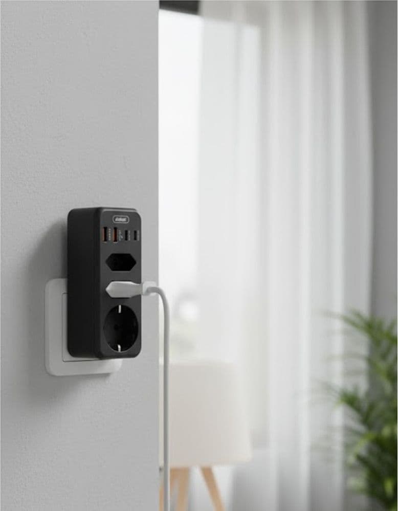 MULTIPRESA DA PARETE MULTIPLA 7IN1 CON 4 USB 1 SCHUKO 2 SPINE EU 3500W SALVASPAZIO Q-CZ3500 in Multiprese Trade Shop italia - Napoli, commercioVirtuoso.it