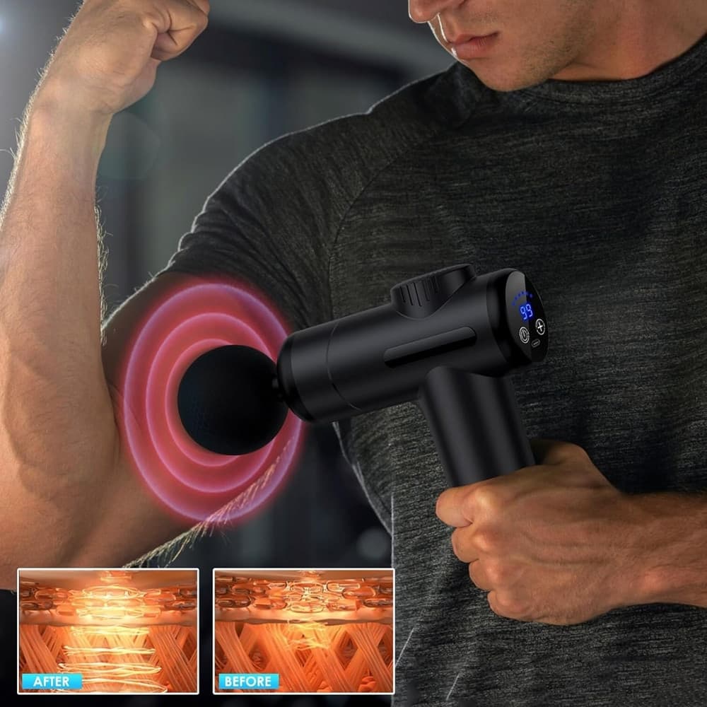 PISTOLA PER MASSAGGIO MUSCOLARE Q-JM15 CON DISPLAY LCD TESTINE MASSAGGIANTI INTERCAMBIABILI in Massaggiatori elettrici manuali Trade Shop italia - Napoli, commercioVirtuoso.it