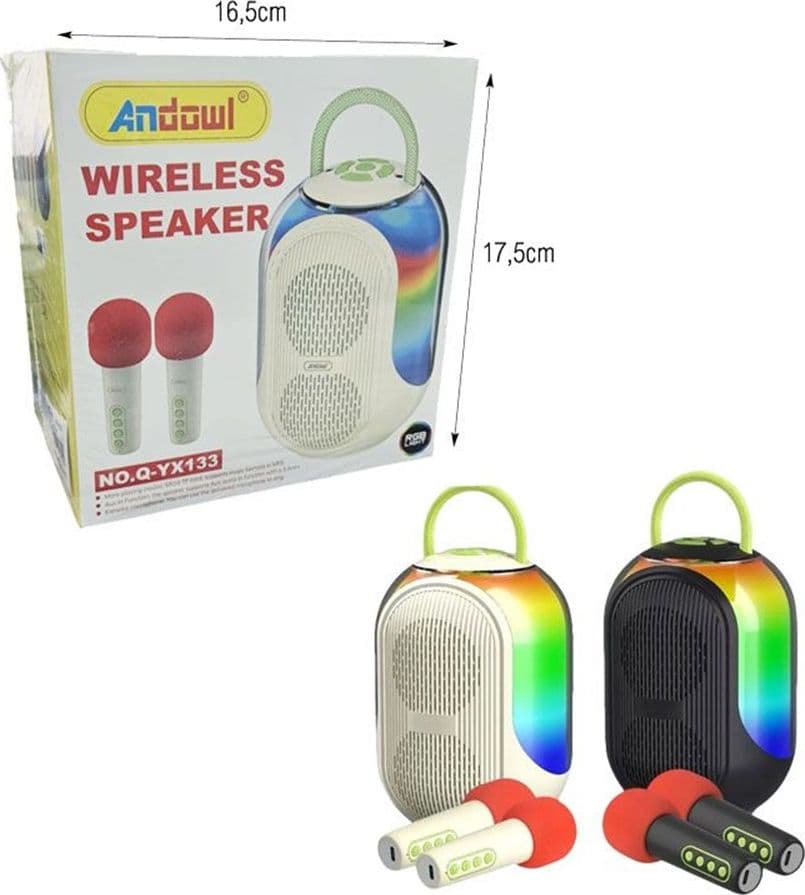 ALTOPARLANTE KARAOKE BLUETOOTH WIRELESS PORTATILE CON MICROFONI EFFETTI LUCE RGB Q-YX133 in Console Karaoke Trade Shop italia - Napoli, commercioVirtuoso.it