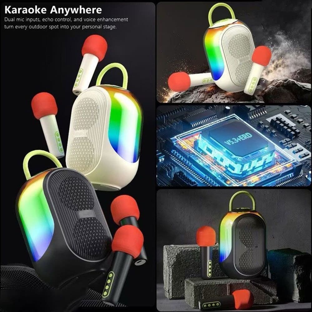ALTOPARLANTE KARAOKE BLUETOOTH WIRELESS PORTATILE CON MICROFONI EFFETTI LUCE RGB Q-YX133 in Console Karaoke Trade Shop italia - Napoli, commercioVirtuoso.it