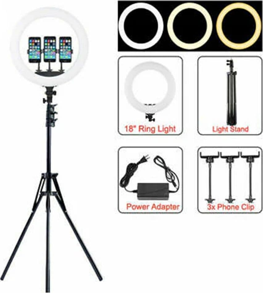 LUCE AD ANELLO LED CON STAFFA TREPPIEDE TELECOMANDO SUPPORTO SMARTPHONE FOTO SET Q-1800 in Flash Macro Ring Light Trade Shop italia - Napoli, commercioVirtuoso.it