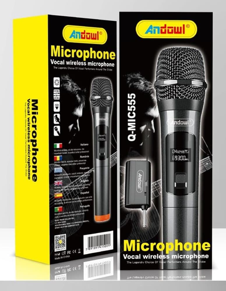 MICROFONO VOCALE KARAOKE PORTATILE RICEVITORE WIRELESS PROFESSIONALE RICARICA USB Q-MIC555 in Set di microfoni Trade Shop italia - Napoli, commercioVirtuoso.it