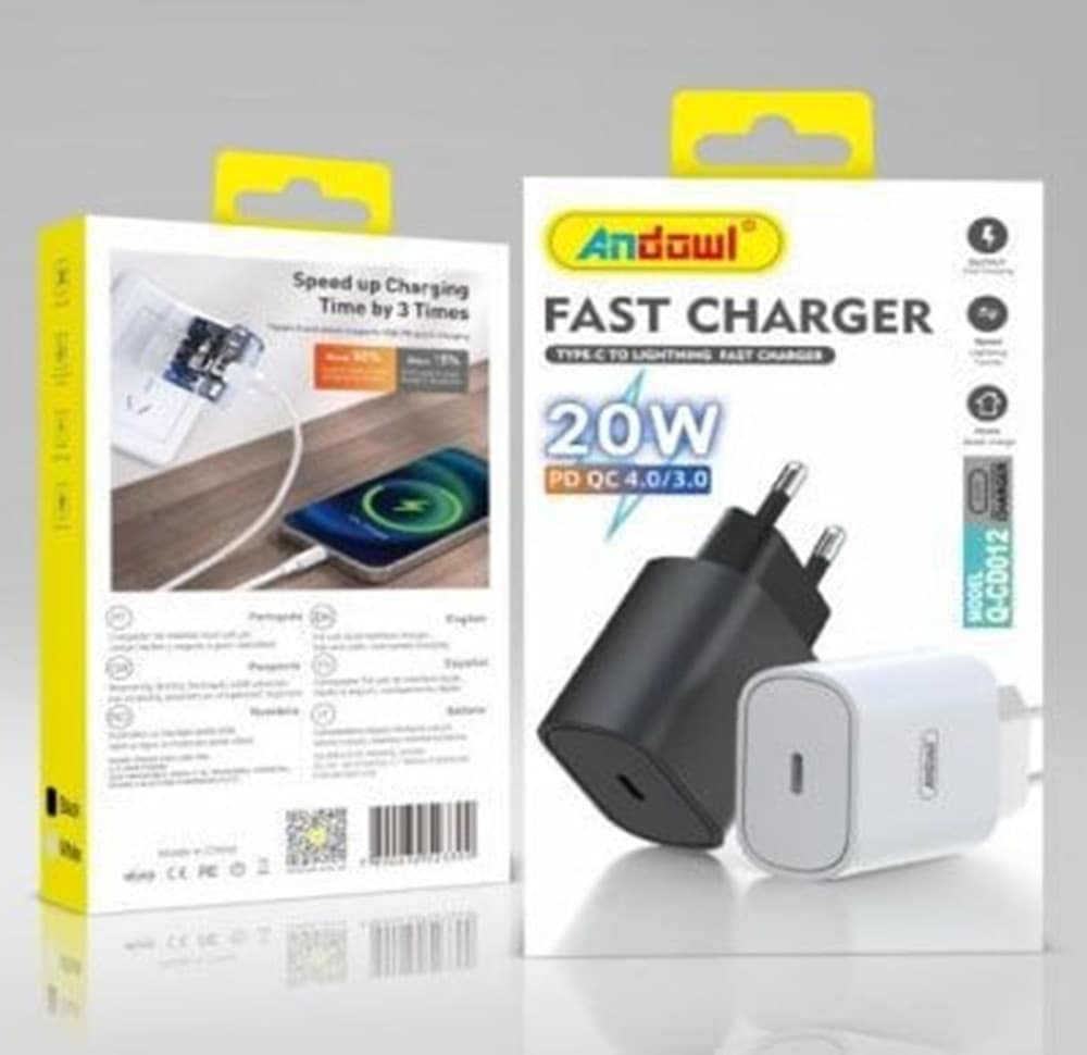 CARICABATTERIE ADATTATORE CON PORTA TYPE-C 20W POWER DELIVERY / QUICK CHARGE 3.0 Q-CD012 in Caricabatterie da muro Trade Shop italia - Napoli, commercioVirtuoso.it