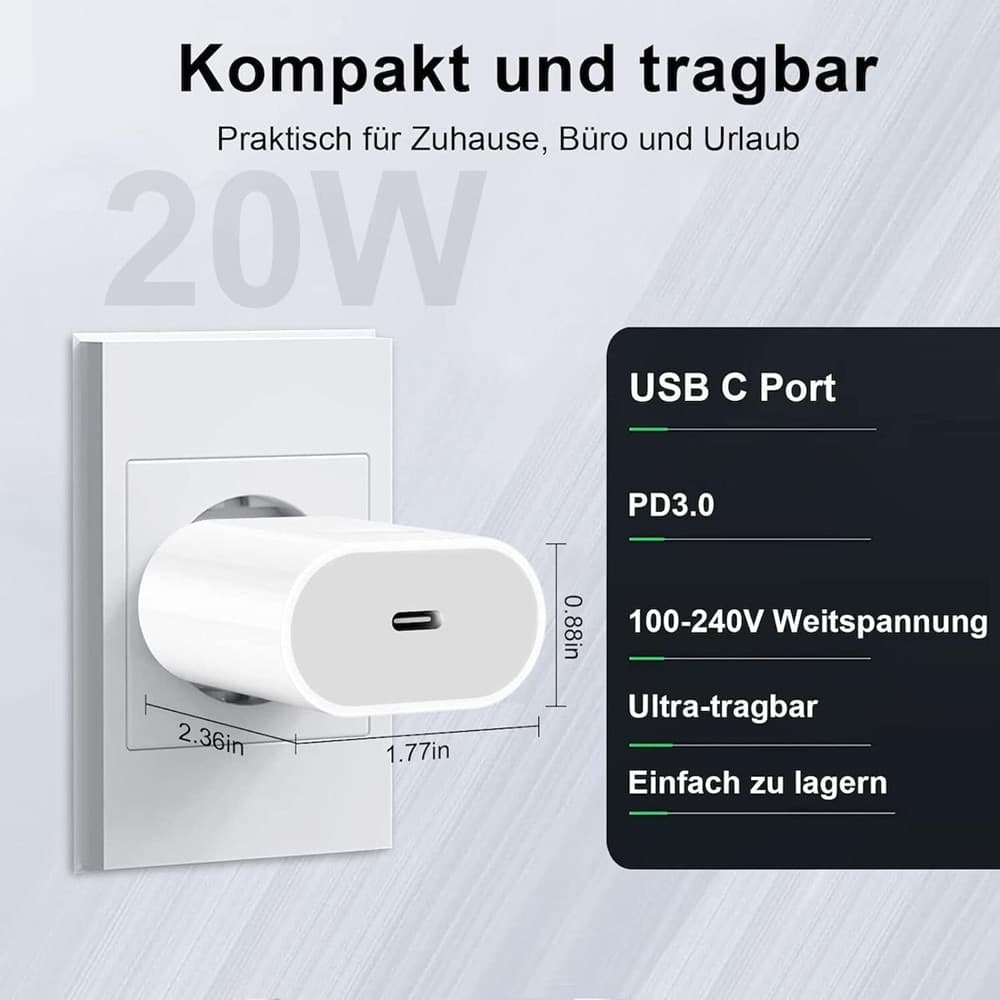 CARICABATTERIE ADATTATORE CON PORTA TYPE-C 20W POWER DELIVERY / QUICK CHARGE 3.0 Q-CD012 in Caricabatterie da muro Trade Shop italia - Napoli, commercioVirtuoso.it