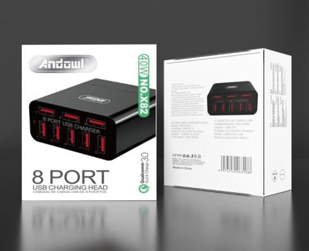 CARICABATTERIE ADATTATORE ALIMENTAZIONE DA RETE CON 8 PORTE USB QC QUALCOMM 3.0 X82 in Caricabatterie da muro Trade Shop italia - Napoli, commercioVirtuoso.it