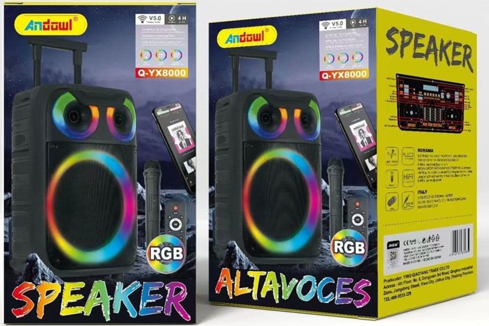 ALTOPARLANTE BLUETOOTH KARAOKE CON MICROFONO TELECOMANDO EFFETTI DI LUCE LED RGB Q-YX8000 in Console Karaoke Trade Shop italia - Napoli, commercioVirtuoso.it