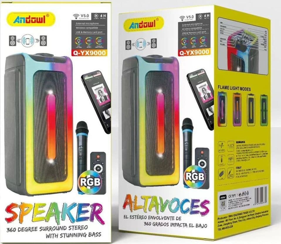 ALTOPARLANTE PORTATILE KARAOKE CON MICROFONO WIRELESS TELECOMANDO EFFETTI LUCE RGB Q-YX9000 in Casse portatili Bluetooth Trade Shop italia - Napoli, commercioVirtuoso.it