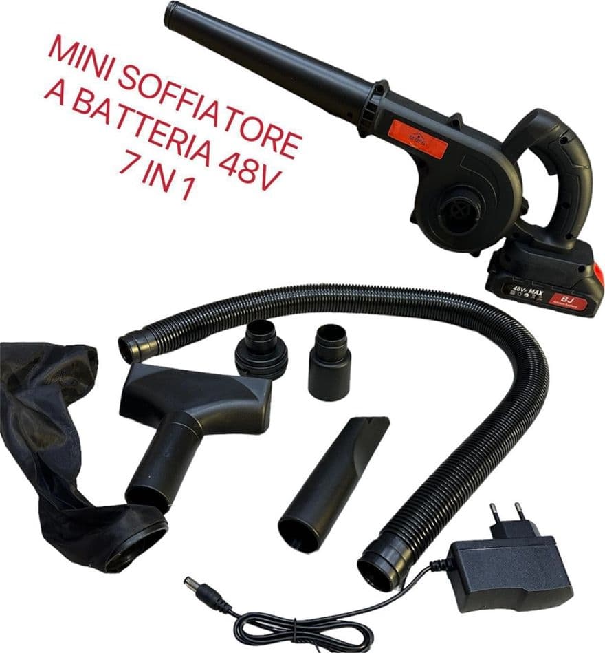 MINI SOFFIATORE A BATTERIA 48V 7IN1 PER FOGLIE POLVERE DETRITI 2 BATTERIE CON ACCESSORI in Aspirafoglie Trade Shop italia - Napoli, commercioVirtuoso.it