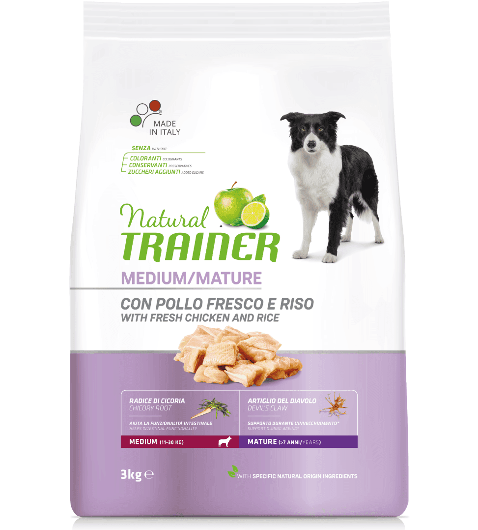Natural Trainer Mantenimento mangime secco Cani Mature medium pollo e riso in Secco 101 Market - Poggibonsi, commercioVirtuoso.it