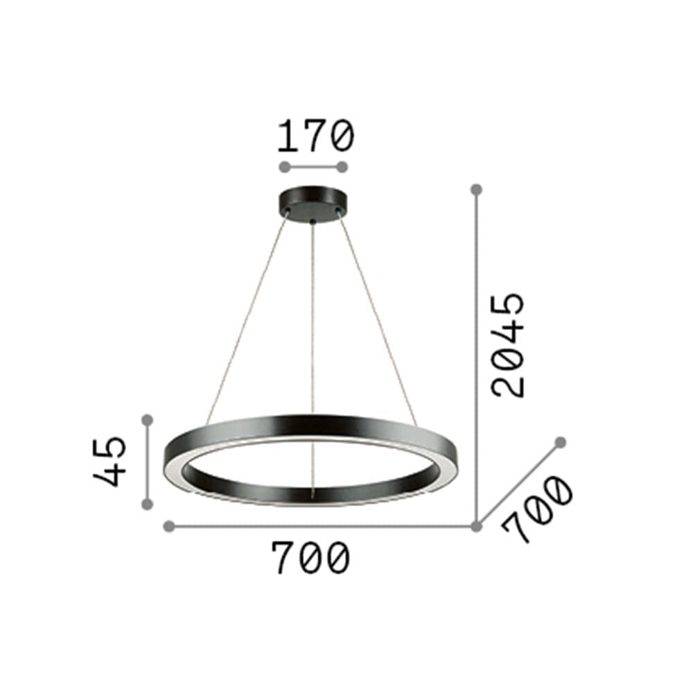 Sospensione Moderna Oracle Alluminio-Materie Plastiche Nero Led 35W 3000K in Lampade a sospensione LuceArt - Montecorvino Pugliano, commercioVirtuoso.it