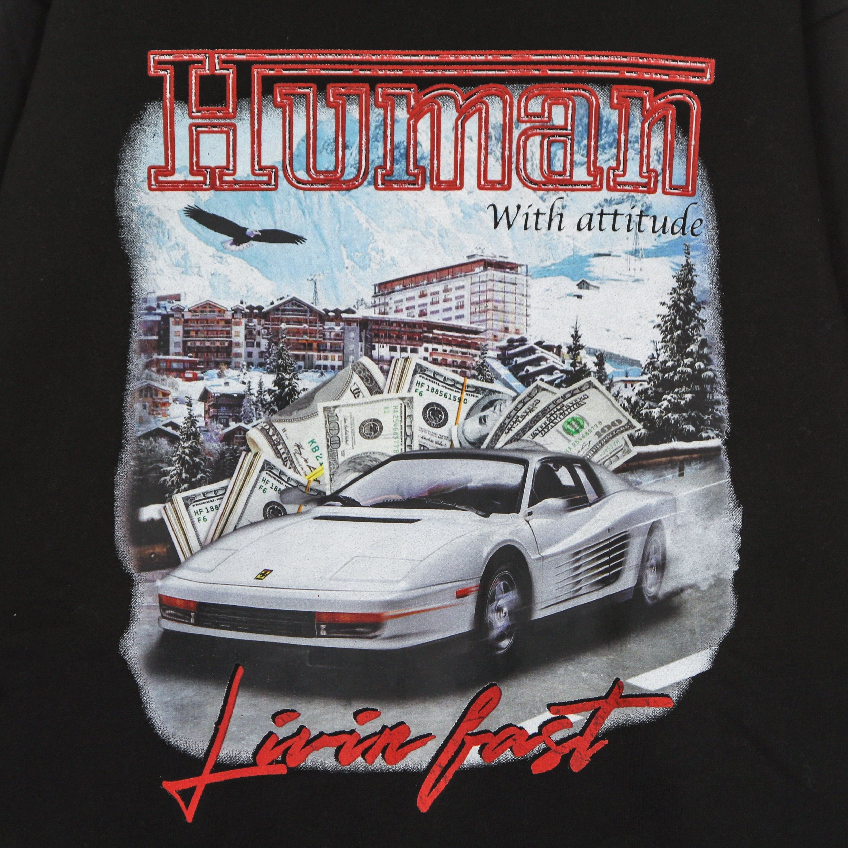 HUMAN WITH ATTITUDE Felpa Girocollo Uomo Livin Fast Crewneck Black da uomo in Felpe senza cappuccio Drestige - Casamassima, commercioVirtuoso.it