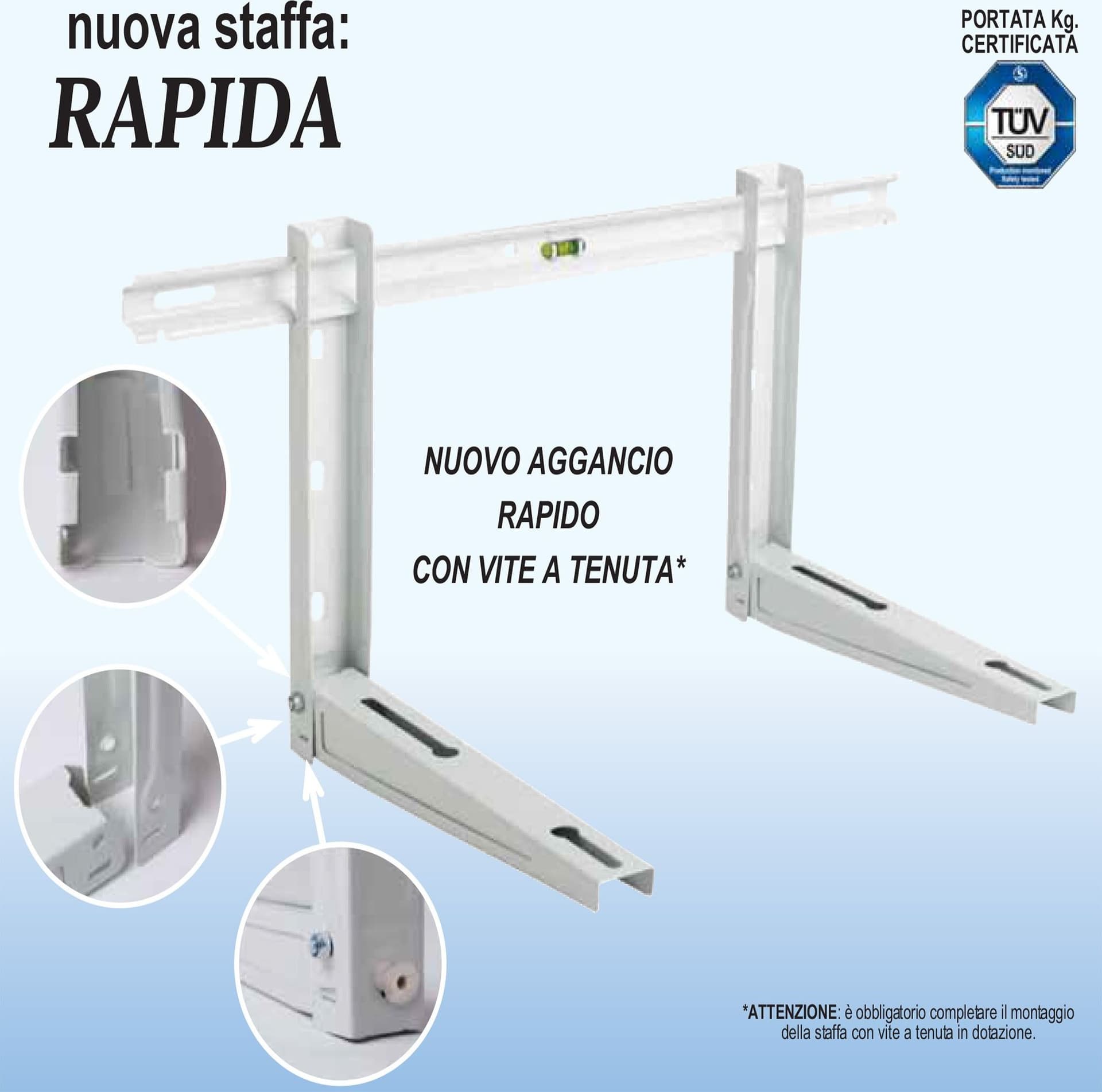 Mensola climatizzatore con livella portata certificata 120kg in Staffa Aloiserw.com - Altomonte, commercioVirtuoso.it