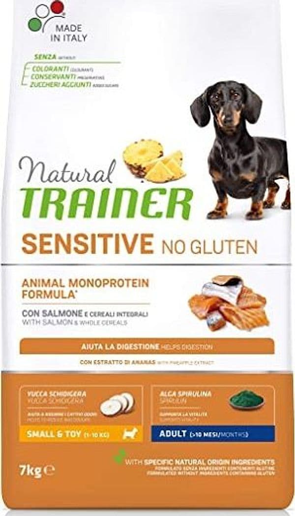 Natural Trainer Sensitive mangime secco Cani Adult small & toy salmone e cereali integrali in Secco 101 Market - Poggibonsi, commercioVirtuoso.it