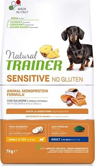 Natural Trainer Sensitive mangime secco Cani Adult small & toy salmone e cereali integrali in Secco 101 Market - Poggibonsi, commercioVirtuoso.it