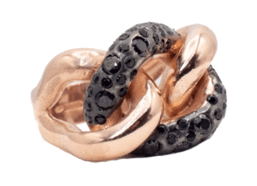 ALISEI - Anello groumetta pavè nero argento rosè in Anelli Alba Gioielli - Casoria, commercioVirtuoso.it