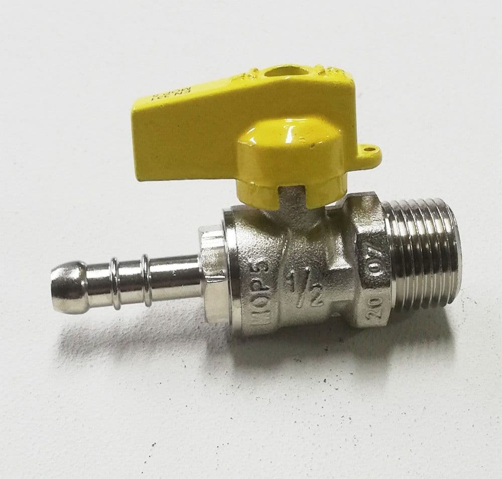 Valvola sfera rubinetto gas portagomma gpl diritto da 1/2"