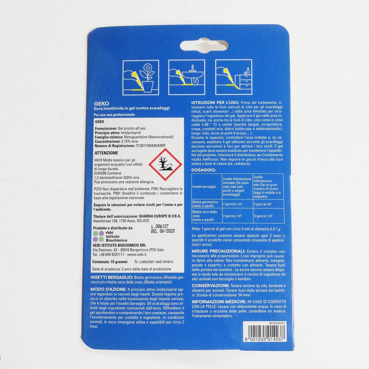 Vebi Geko 15gr esca insetticida contro scarafaggi in prodotto Aloiserw.com - Altomonte, commercioVirtuoso.it