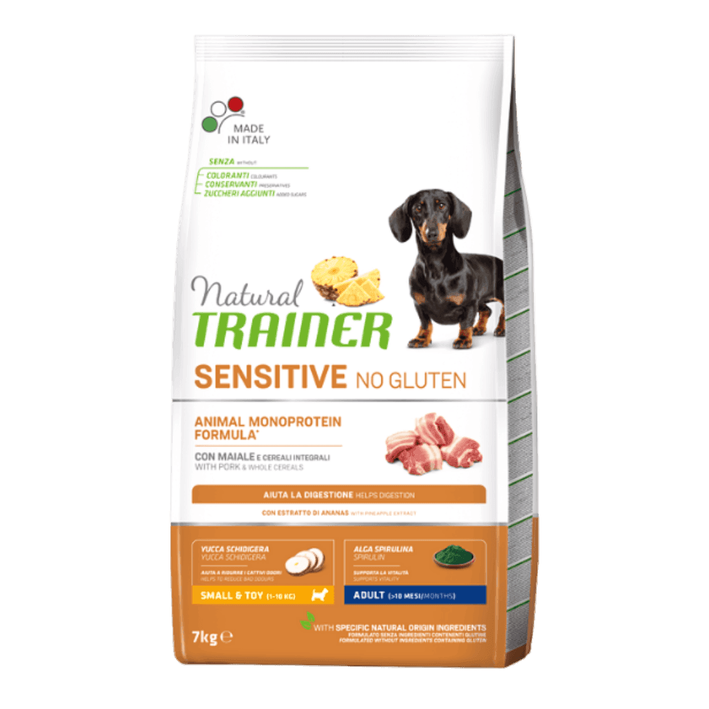 Natural Trainer Sensitive mangime secco Cani Adult small & toy maiale e cereali integrali in Secco 101 Market - Poggibonsi, commercioVirtuoso.it