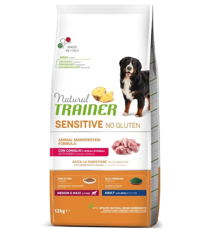 Natural Trainer Sensitive mangime secco Cani Adult medium & maxi coniglio e cereali integrali in Secco 101 Market - Poggibonsi, commercioVirtuoso.it