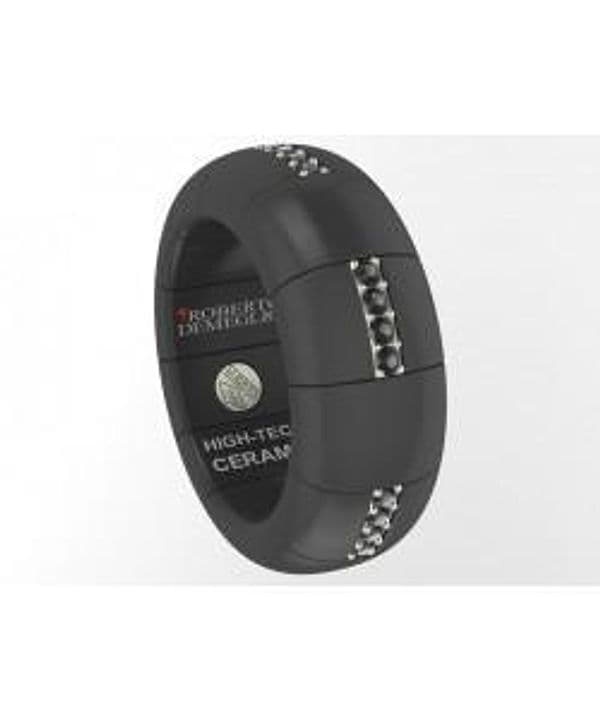 ROBERTO DEMEGLIO - ANELLO PURA LUCE CERAMICA NERA SATINATA E DIAMANTI