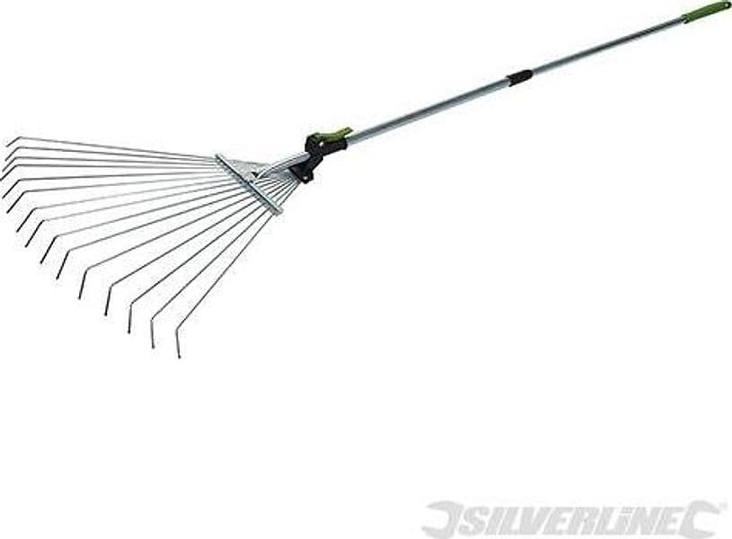 Rastrello 800 - 1500 mm con 15 denti in acciaio manico telescopico Silverline Silverline