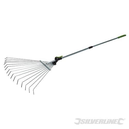 Rastrello 800 - 1500 mm con 15 denti in acciaio manico telescopico Silverline Silverline