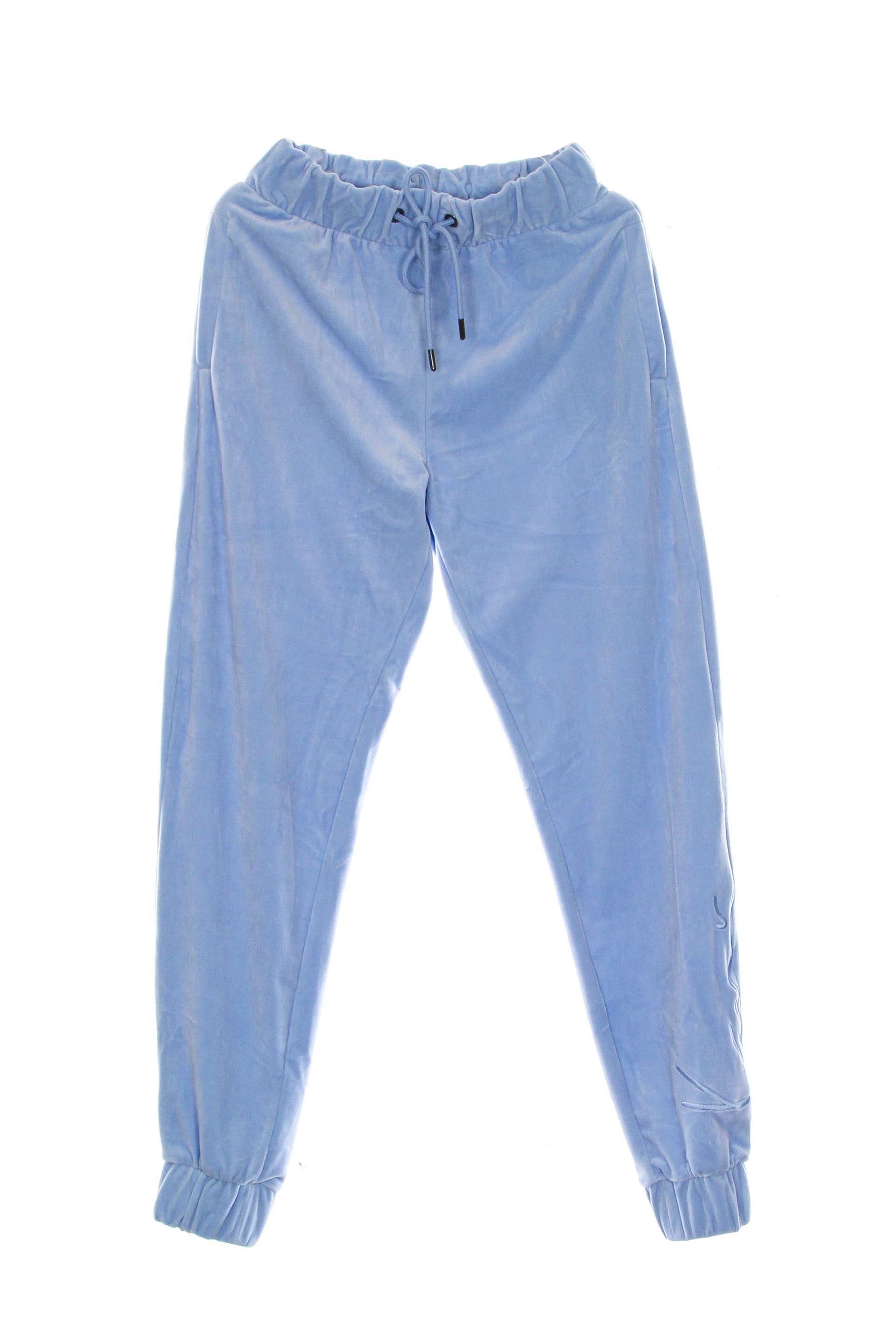 KARL KANI Pantalone Tuta Donna Signature Velvet Pants Light Blue da donna in Pantaloni Drestige - Casamassima, commercioVirtuoso.it
